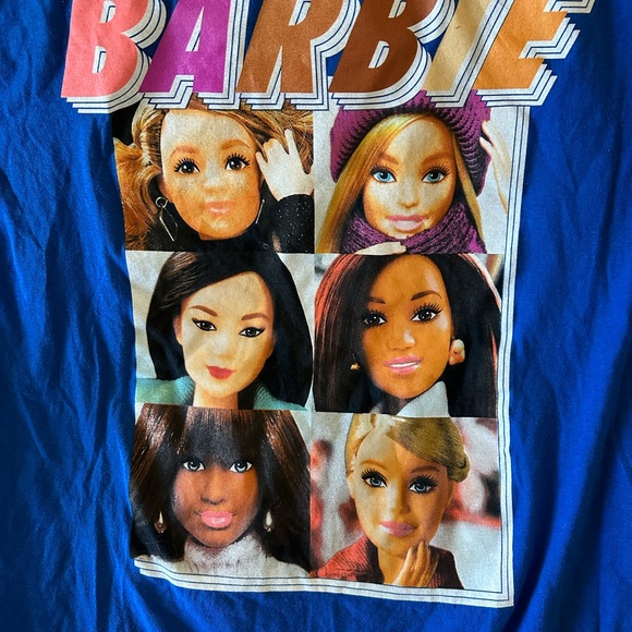 Barbie Blue Short Sleeve Tee with Multicolored Doll Graphic - Picture 3 of 6